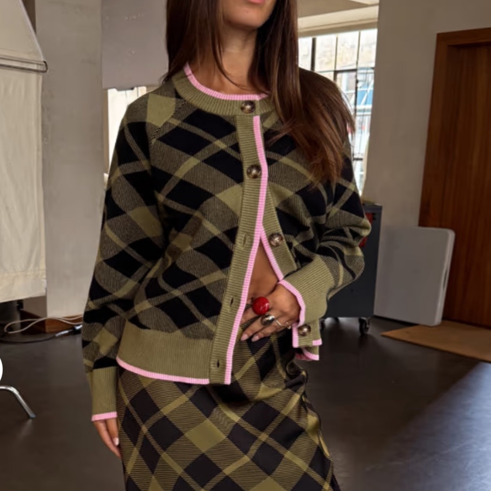 Never Fully dressed Olive Tartan Cheryl Cardigan